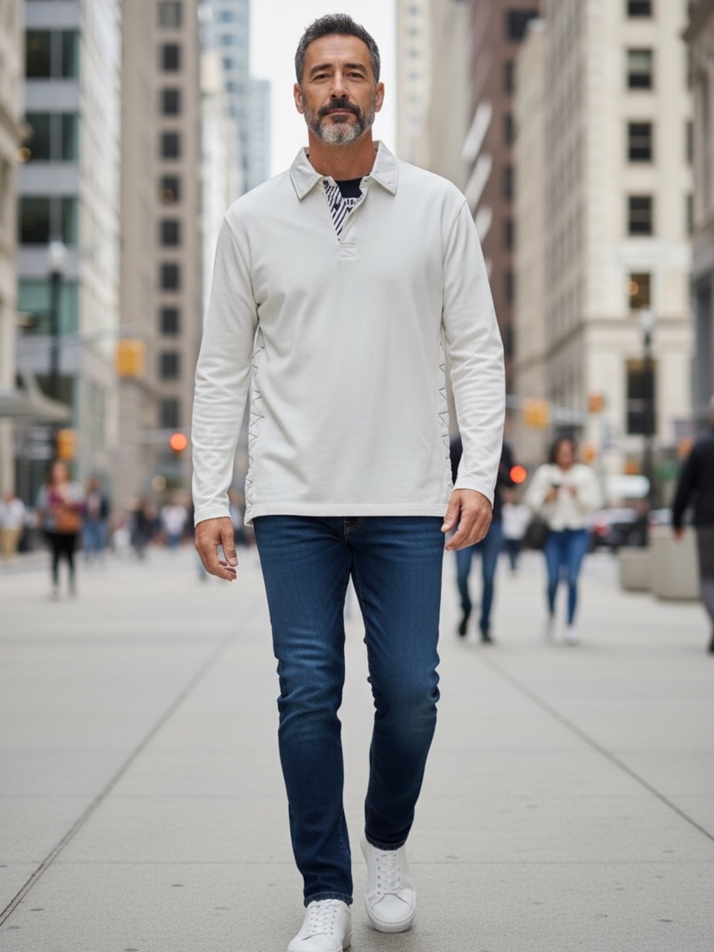 The Territory Ahead Men’s White Long-Sleeve‎ Polo Shirt